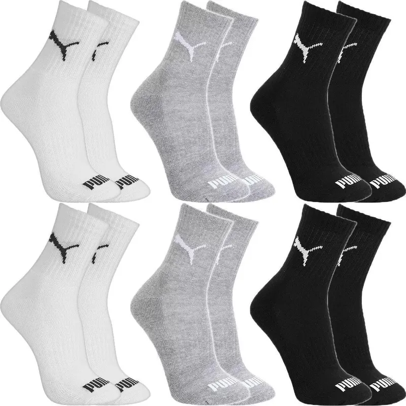 Kit 6 Pares Meias Puma Cano Médio Algodão Meia Atoalhada Adulto Masculino Feminino Original