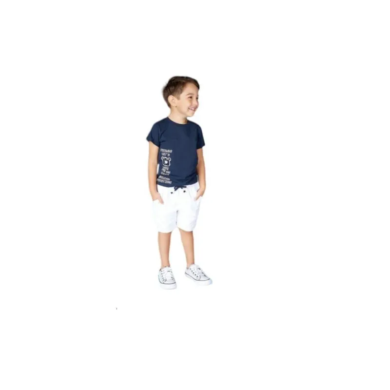 Conjunto Camiseta Meia Malha Flamê E Bermuda De Sarja