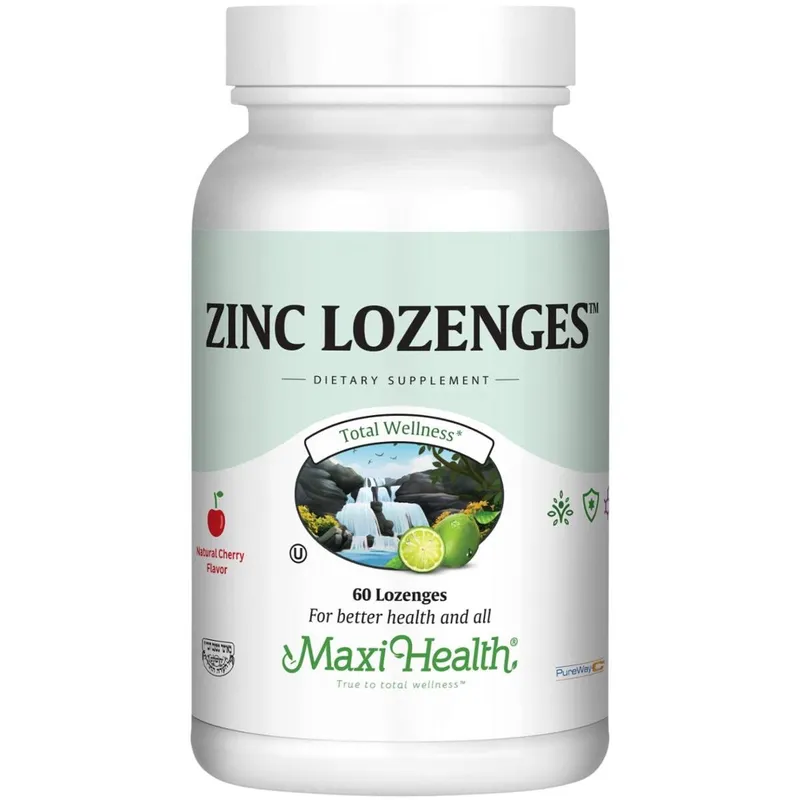 Suplemento Maxi Health: pastilhas de zinco de 10 mg com vitamina C (60 comprimidos para mastigar)