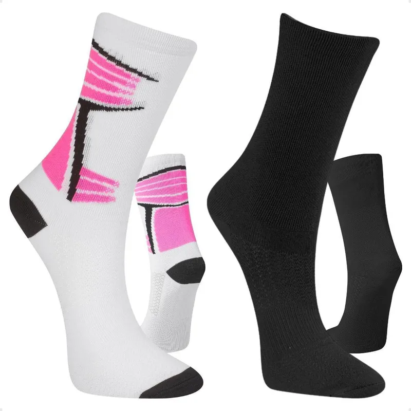 Kit 2 Pares Meia Feminina Poliamida Ciclismo Corrida