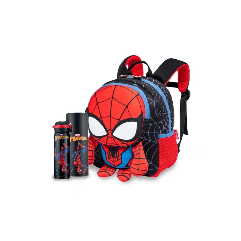 Kit Mochila Costa Garrafa Homem Aranha Marvel Escolar