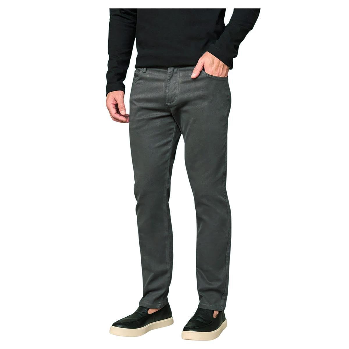 Calça Sarja Masculina Lado Avesso Marcello Slim Cinza LH1204