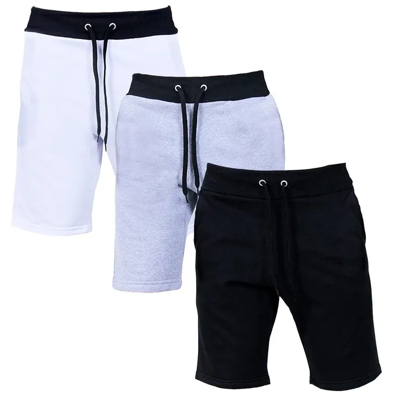 Kit 3 Bermudas Moletom Shorts Fitness Academia Treino P ao GG Premium