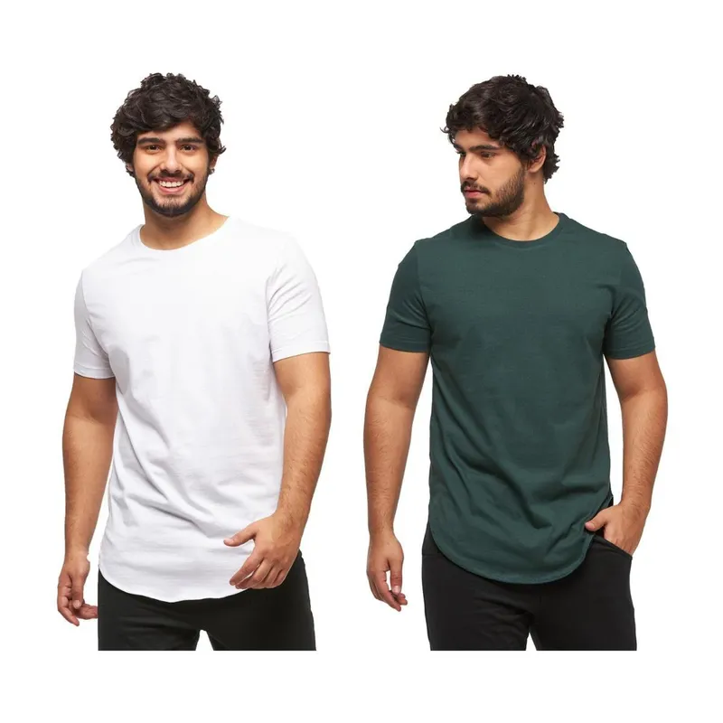 Kit 02 Camisetas Longline Manga Curta Oversized