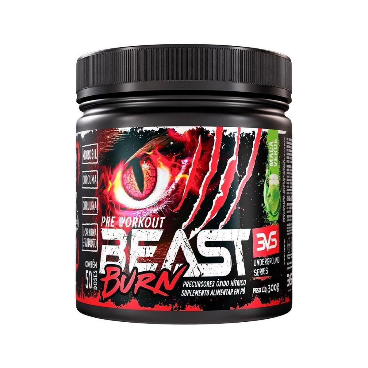 PréTreino Beast Burn 300g – Energia, Emagrecimento e Performance – 50 Doses