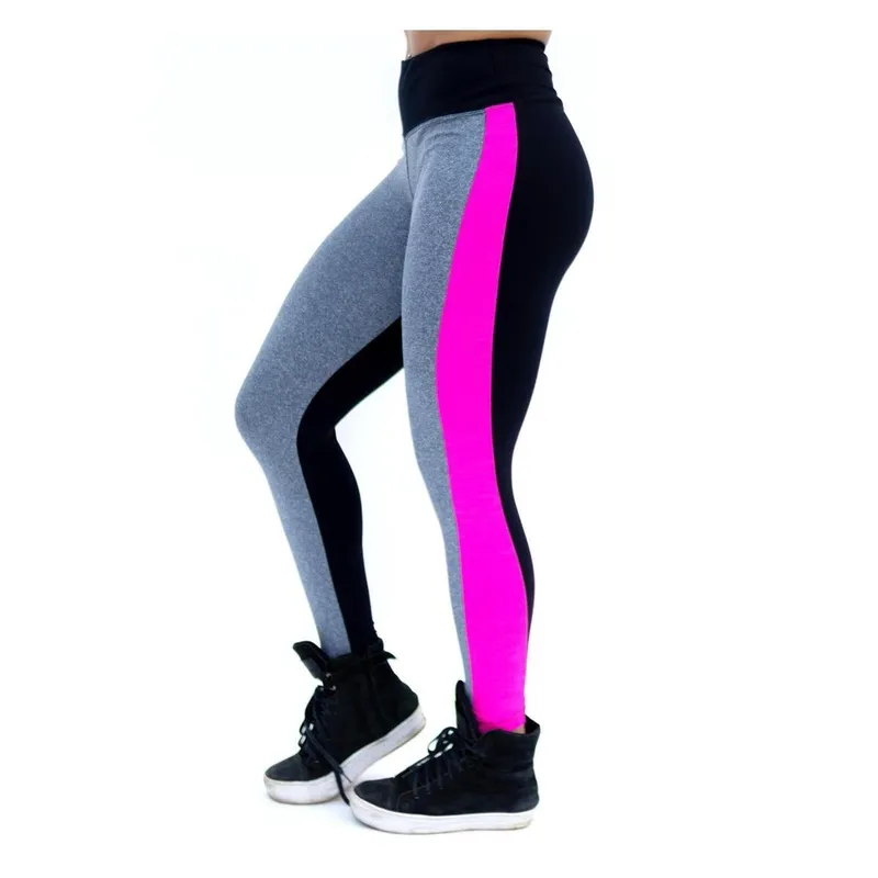 Calça Legging com Recorte Lateral - Preto, Pink e Mescla - G2