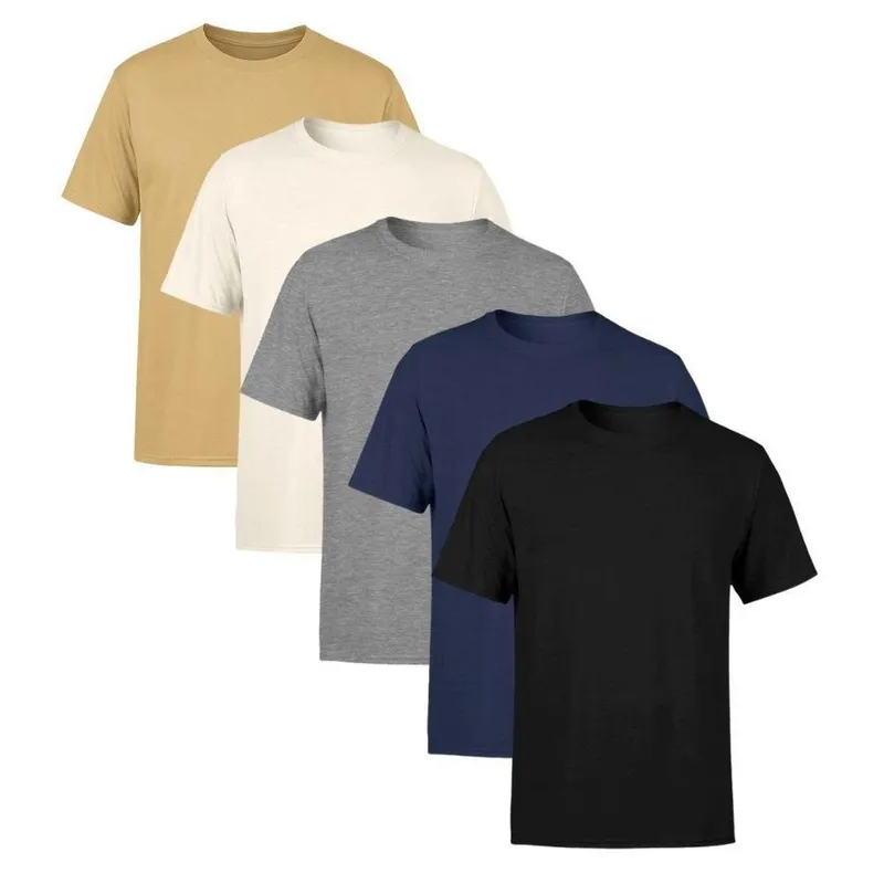 Kit 5 Camisetas Masculina Lisa Premium 100% Algodão
