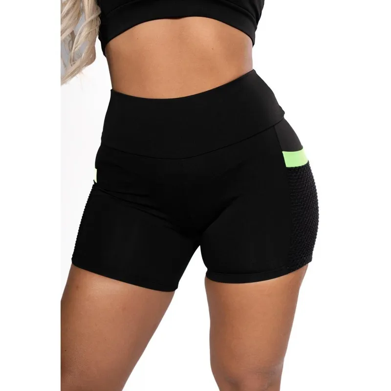 Short Fitness com Bolso Verde Cintura Alta Academia