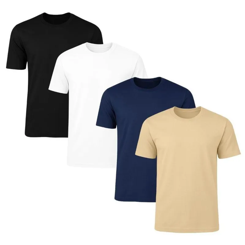Kit 4 Camisetas Masculina Lisa Básica 100% Algodão