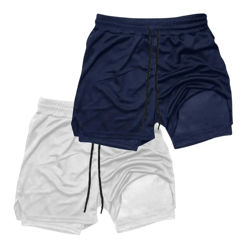 Kit 2 Shorts Esportivo Térmicos 2 em 1 com Bolso Funcional e Porta-Toalha