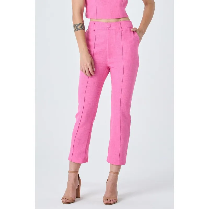 Calça PKS Alfaiataria Capri Rosa-P