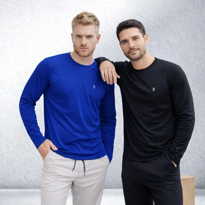 Kit 2 Camiseta Masculina Dry Manga Longa Academia Leve Confortável