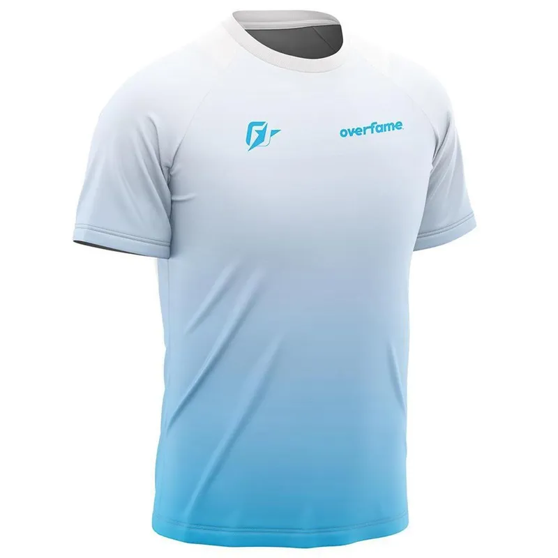 Camiseta Raglan Unissex OverFame Gradiente Tie Dye Azul Light