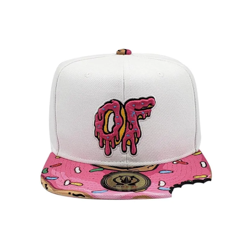 Bone Snapback Aba Reta Branco Donuts Rosa Mordido Rhs-329 Rhino Size