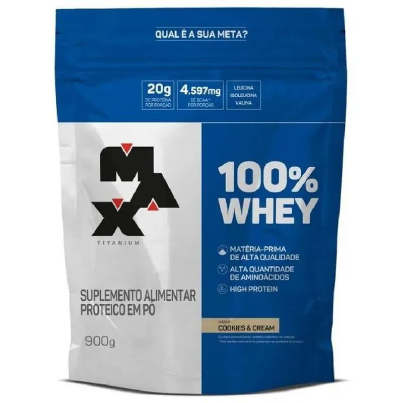 Suplemento em pó Max Titanium 100% Whey proteínas100% Whey em sachê de 900g
