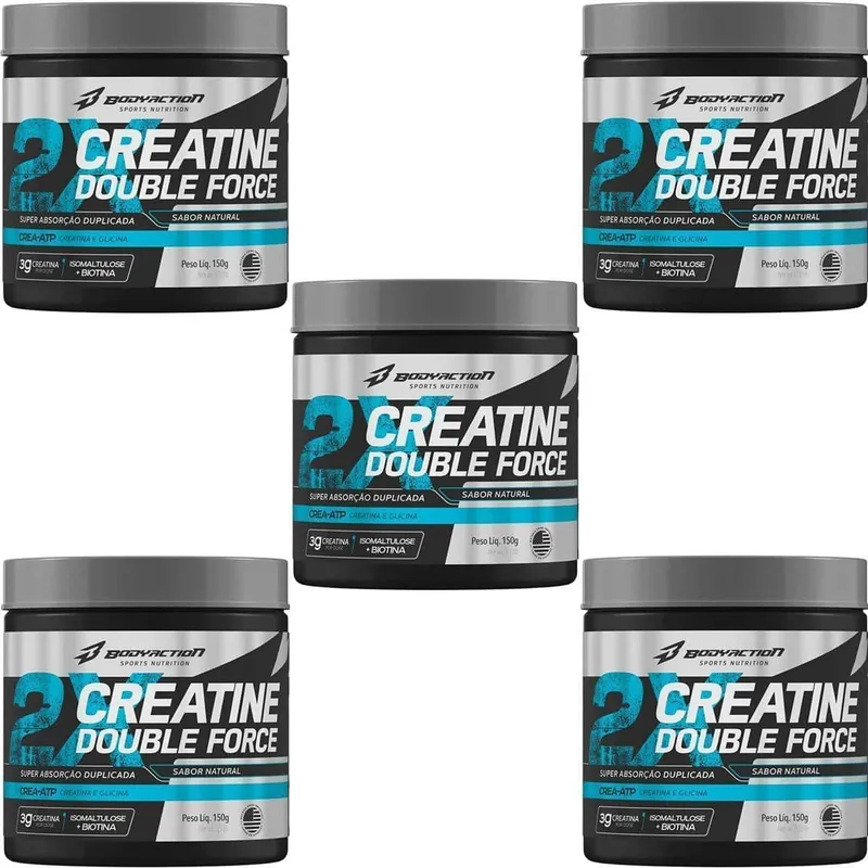 Kit 5X Creatine Double Force - 150g Natural - BodyAction