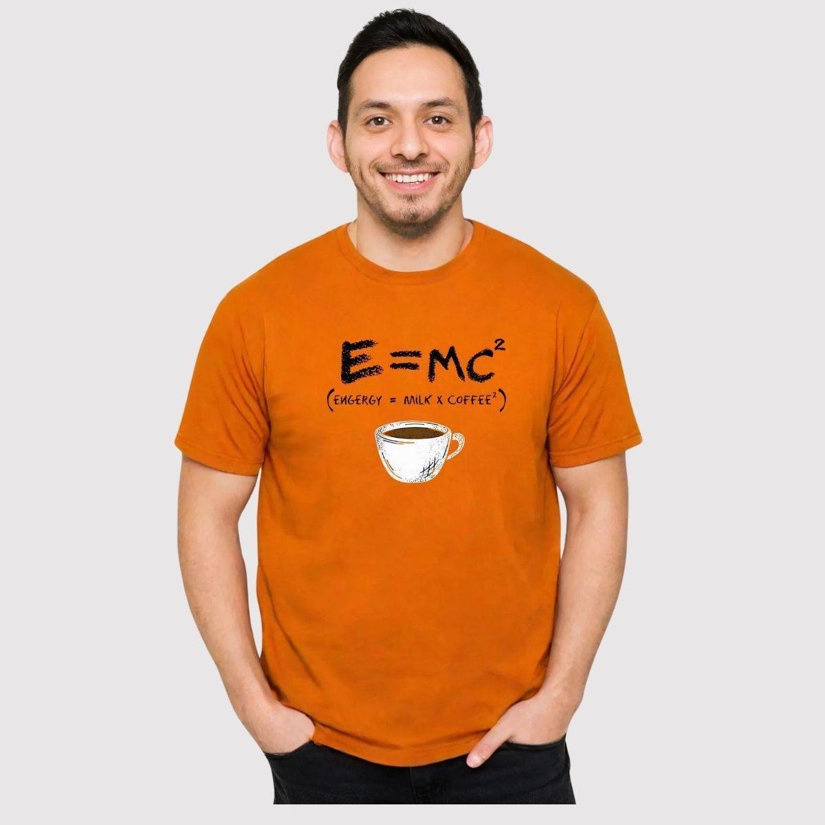 Camiseta Básica Premium Gola Redonda Estampada 100% Algodão Café
