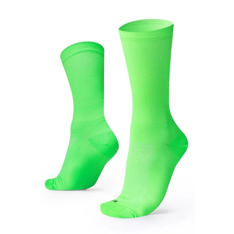Meia Para Corrida Ciclismo Esportiva B.V. Cano Médio Unissex Lisa Verde Neon - VERDE NEON UNICO