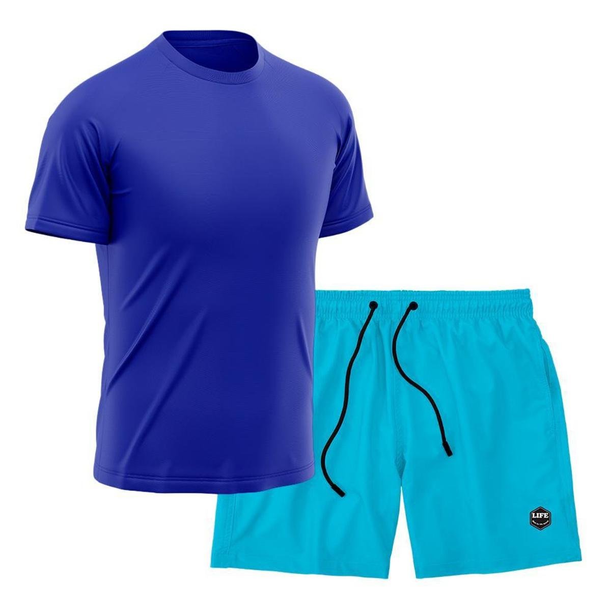 Kit Camiseta Academia + Bermuda Mauricinho- Azul