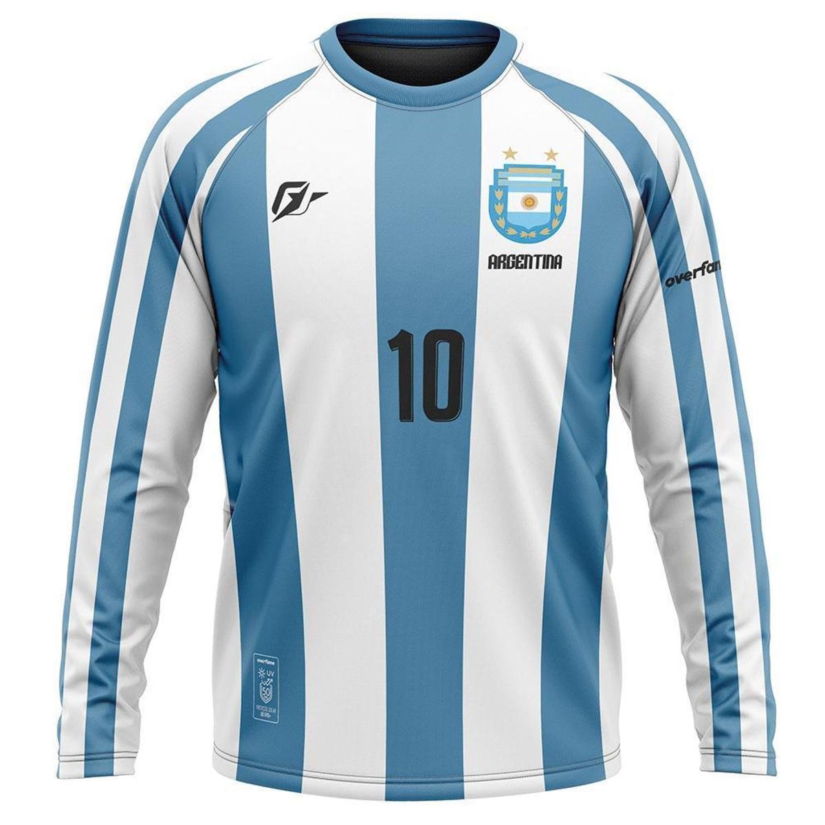 Camiseta Manga Longa Filtro UV Argentina Retrô Albiceleste