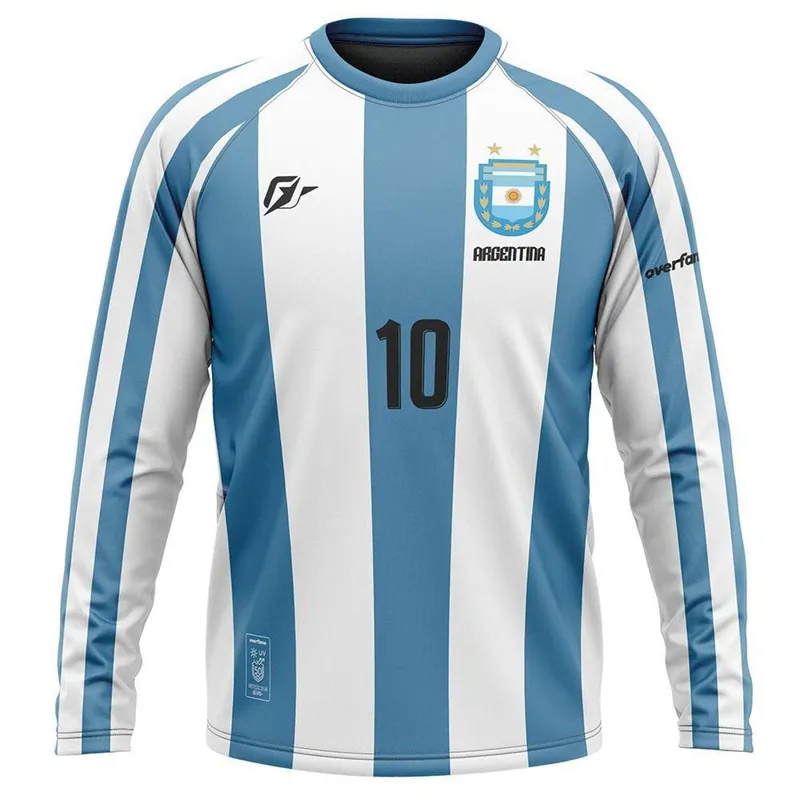 Camiseta Manga Longa Filtro UV Argentina Retrô Albiceleste