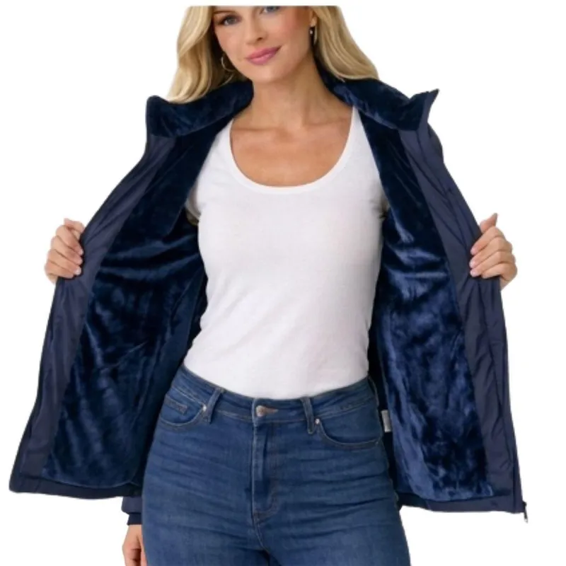 Jaqueta Parka Puffer Com Capuz Inverno Nylon