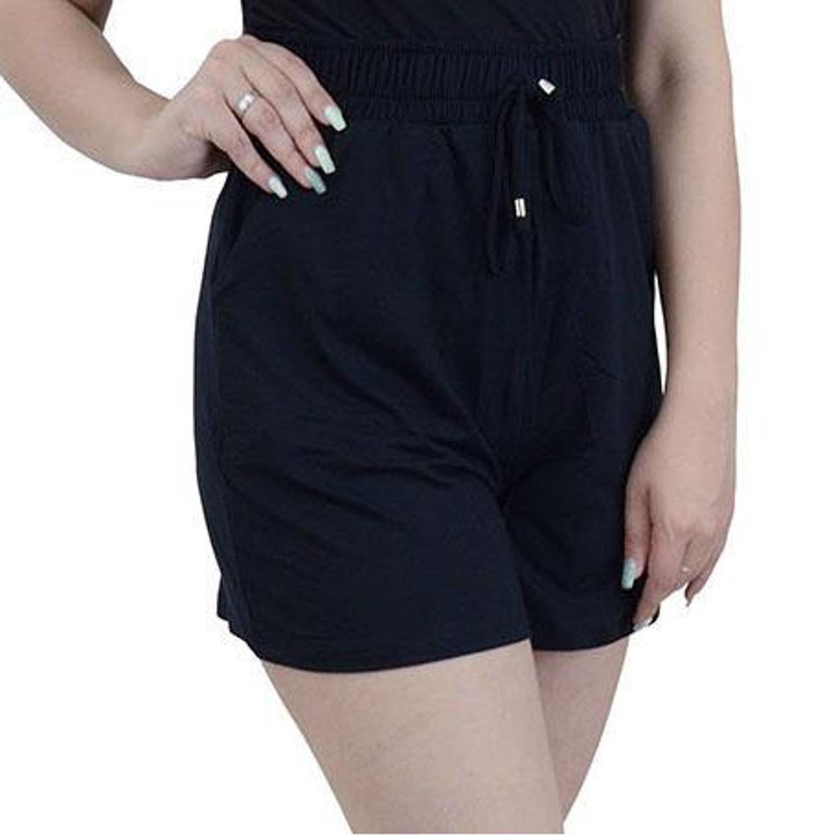 Shorts Feminino Lunender Moletinho New Preto - 0039