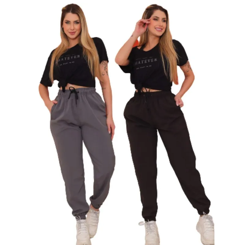 Kit 2 Peças - Calça Feminina Jogger Esportiva Bomber com Elastano