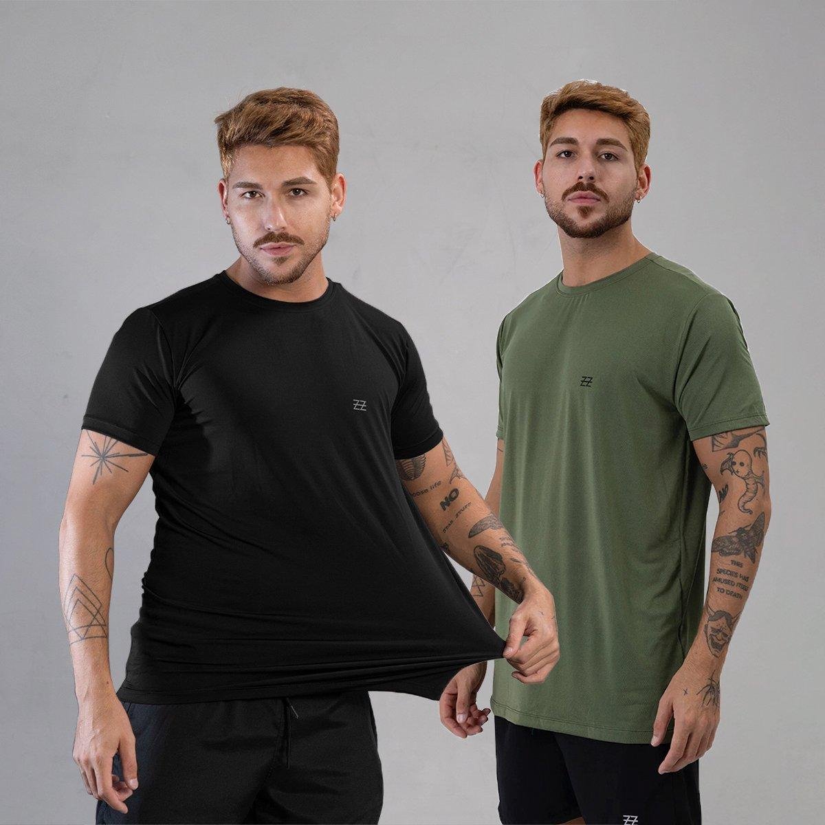 Kit 2 Camisetas Masculina Academia Poliamida Manga Curta Treino Camisa Malhar Dia A Dia Premium