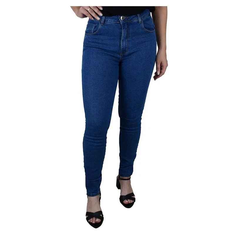 Calça Jeans Feminina Lado Avesso Cigarrete Azul - L258