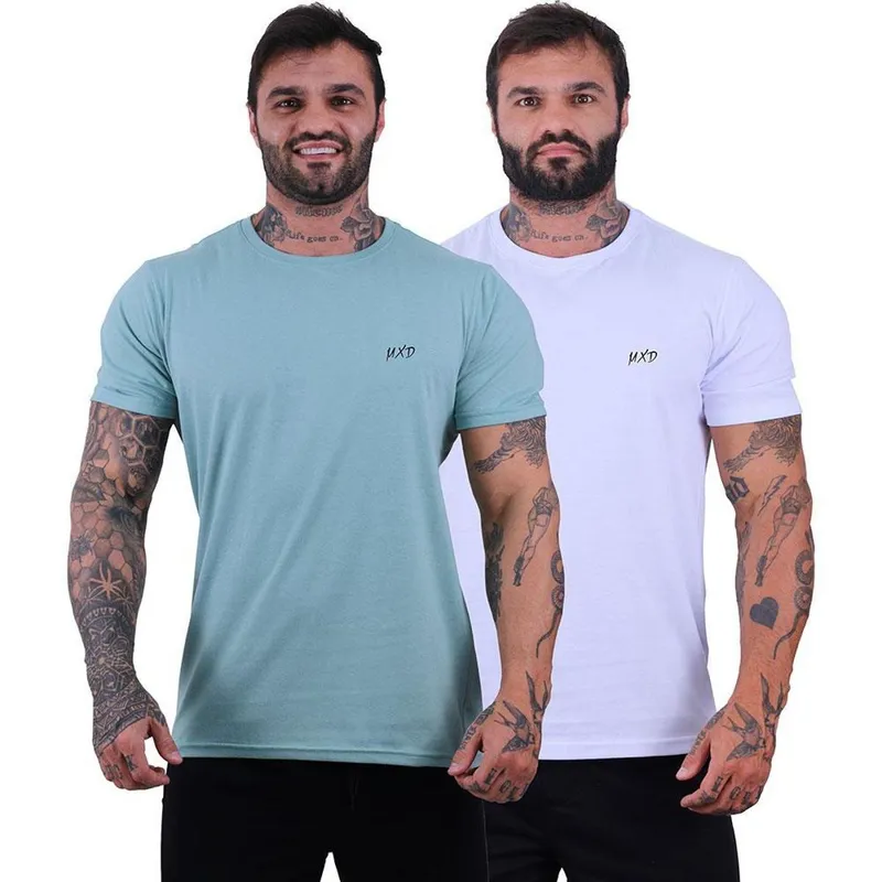 Kit 2 Camiseta Tradicional Masculina Estilo Básico Grife MXD Cor:;Tamanho:GG;Gênero:Masculino