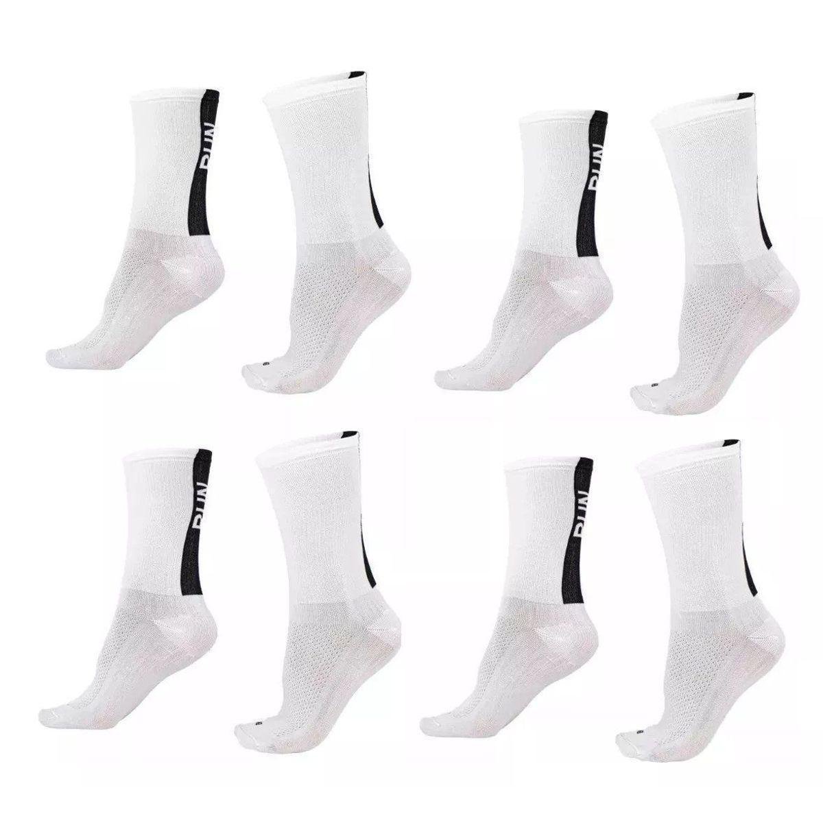 Kit 04 Pares Meia De Corrida Running B.v. Run Brancas - BRANCO 36-42
