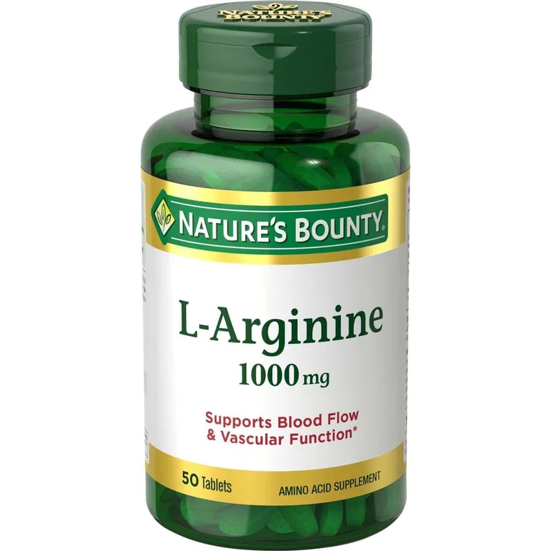 Suplemento Nature's Bounty L-Arginina 1000 mg, comprimidos de 50 Ct