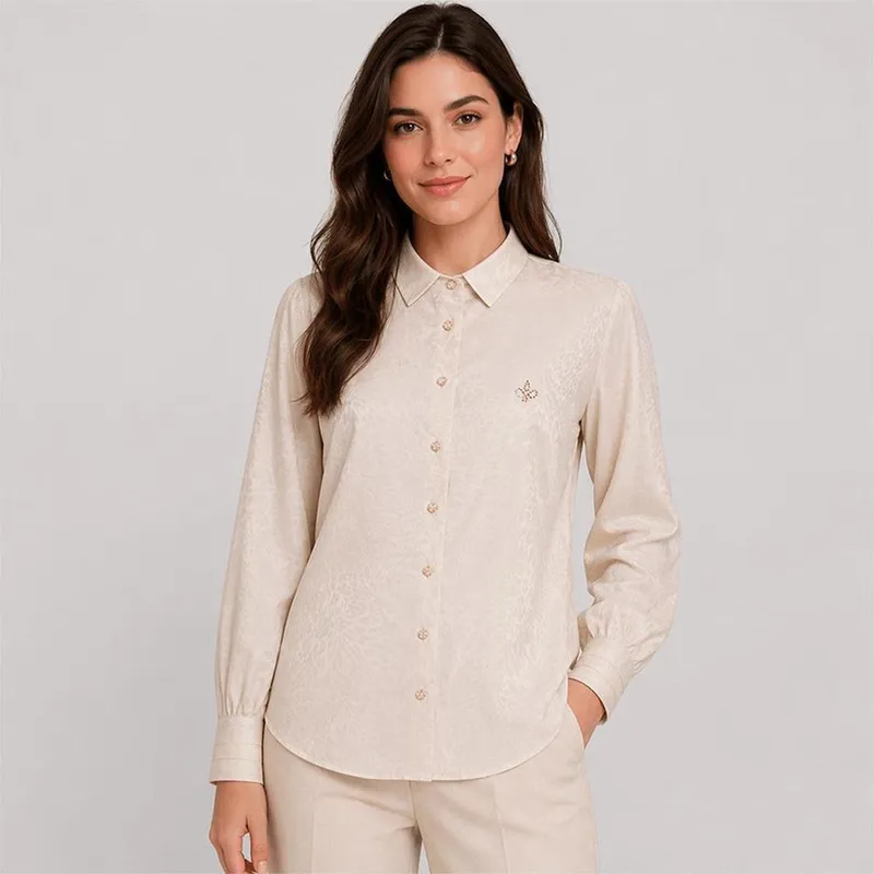 Camisa Dudalina Regular Jacquard Animal Feminino