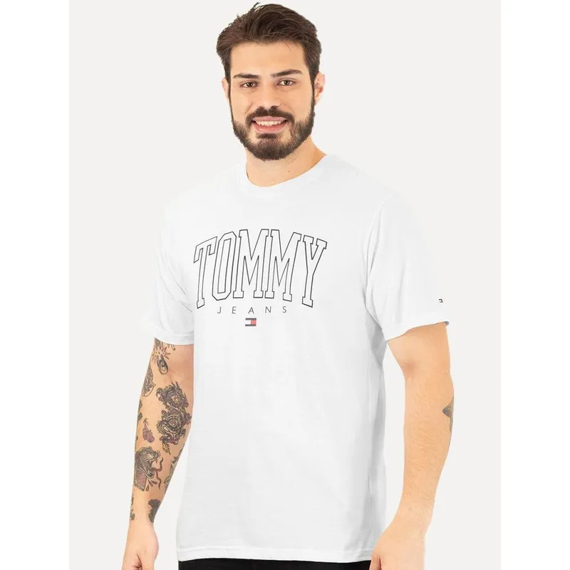 Camiseta Tommy Jeans Masculina College Graphic Branca