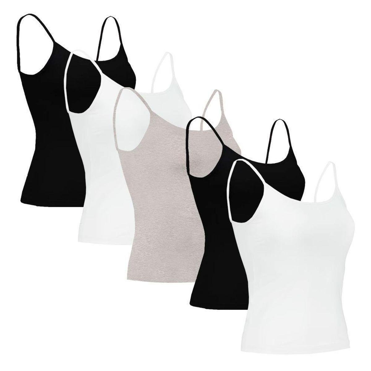 Kit 5 Regata Básica Fitness Alça Alcinha Academia Esporte Treino Corrida Colors