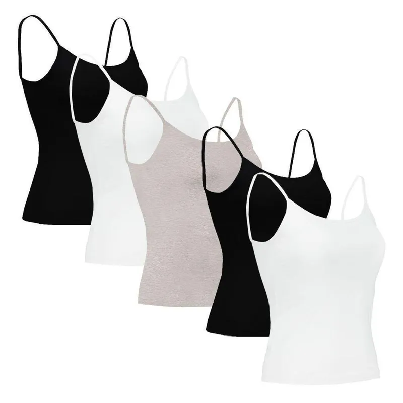 Kit 5 Regata Básica Fitness Alça Alcinha Academia Esporte Treino Corrida Colors