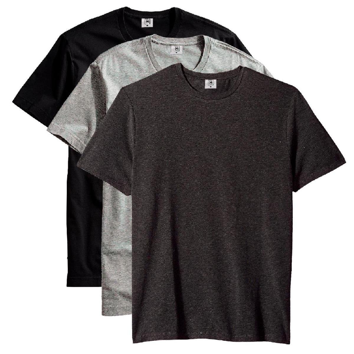 Kit 3 Camisetas AMGK Masculina Lisa Premium 100% Algodão