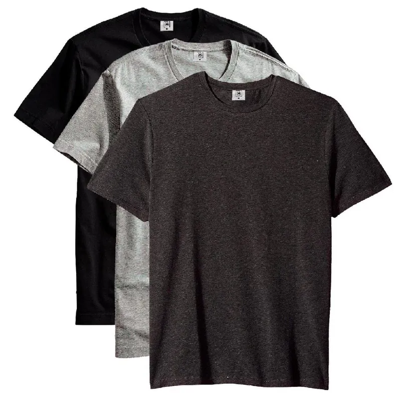 Kit 3 Camisetas AMGK Masculina Lisa Premium 100% Algodão