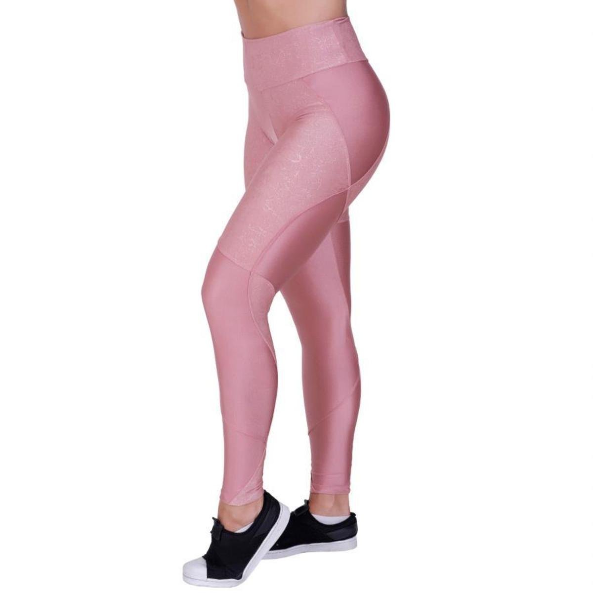 Legging Fitness Recortes Cirre Relevo Com Detalhes liso Brilho Or