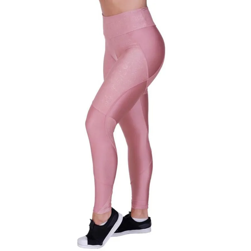 Legging Fitness Recortes Cirre Relevo Com Detalhes liso Brilho Or