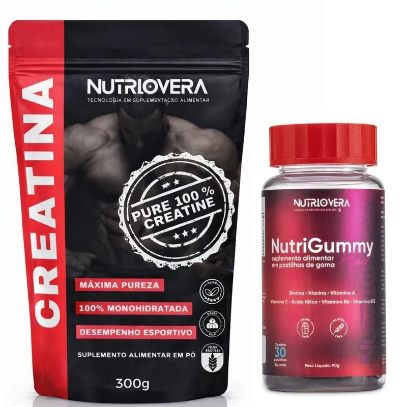 Kit Creatina 300g + NutriGummy Hair Cabelo Pele & Unhas
