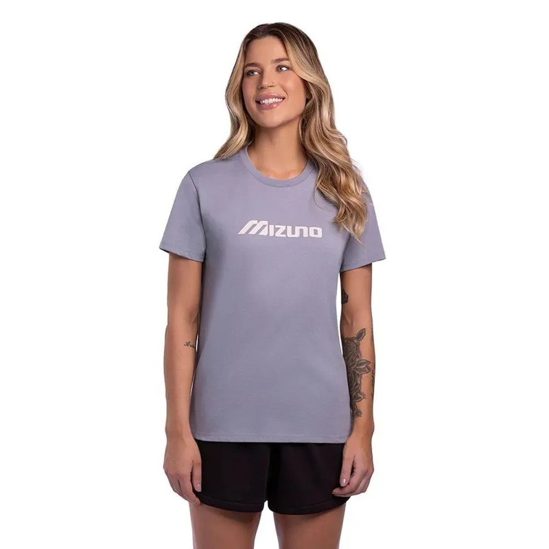 Camiseta Feminina Mizuno Basic Run Bird GG Cinza