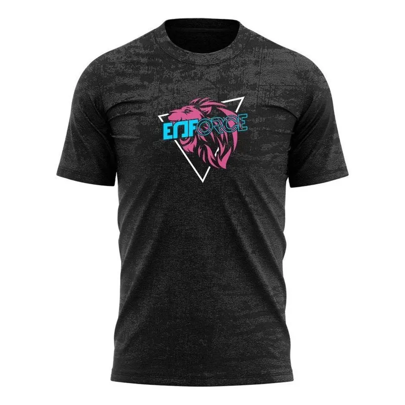 Camiseta Enforce Preta Dia A Dia Confortavel Leao Arara