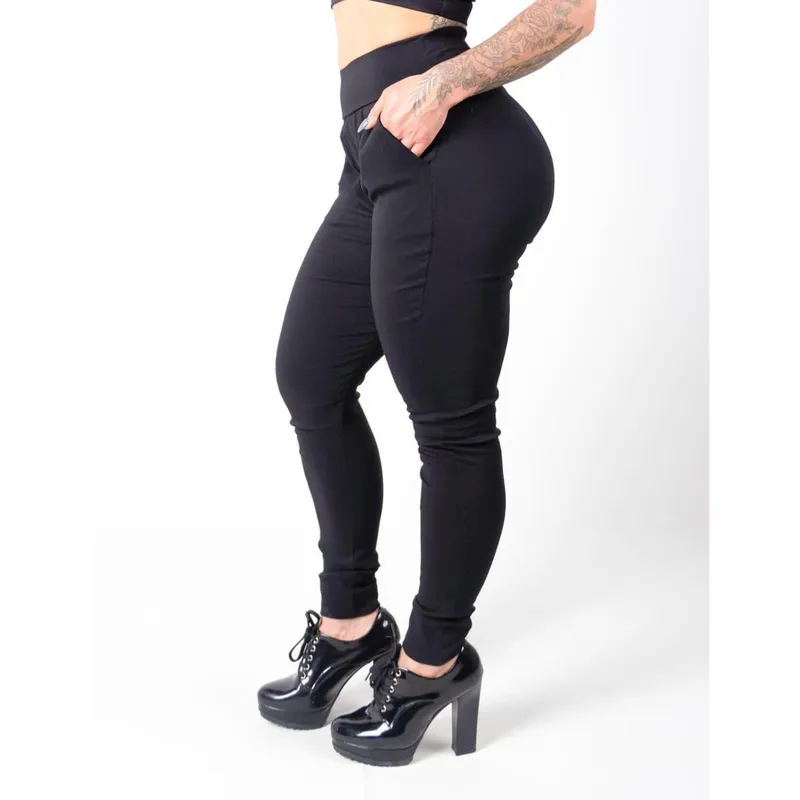 Calça Jogger Feminina em Bengaline com Bolsos Laterais - Chris Sports