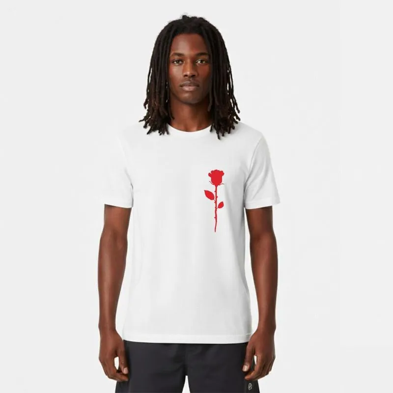 Camiseta Masculina Algodão Premium Skate Surf Praia Streetwear BOTÃO DE ROSA