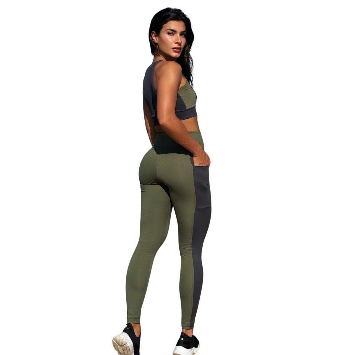 Conjunto Recorte Calça e Top Nadador Bojo Removível Upttack® Cor:;Tamanho:P - 36/38;Generô:Feminino