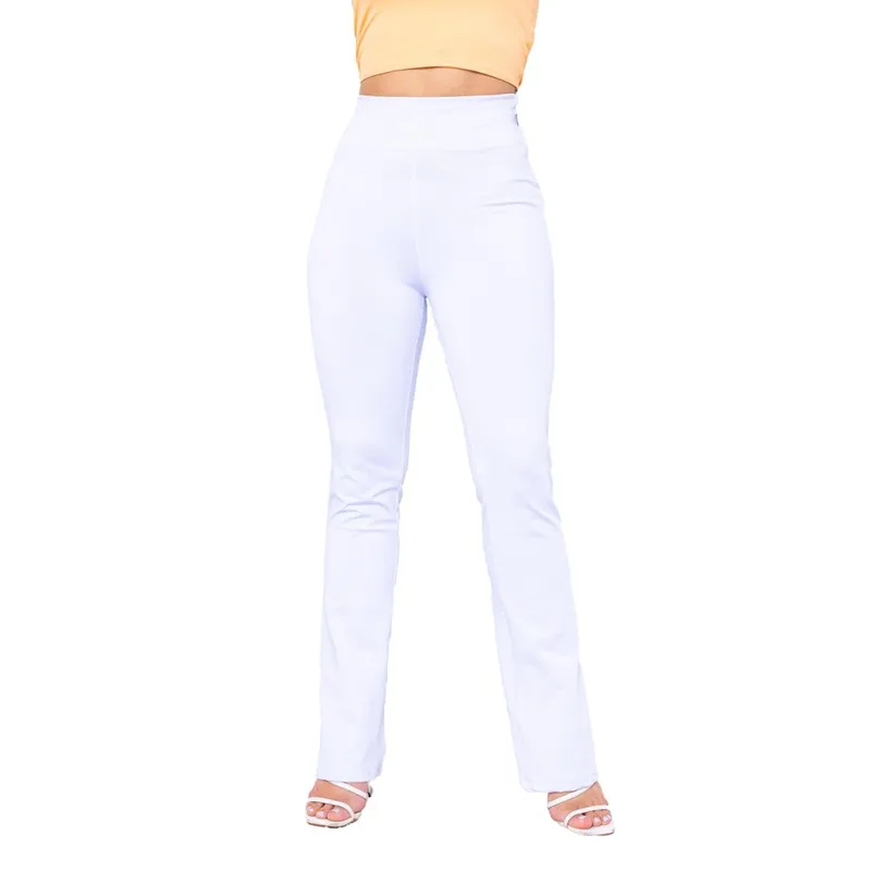 Calça Flare Bailarina Branca Cos Alto