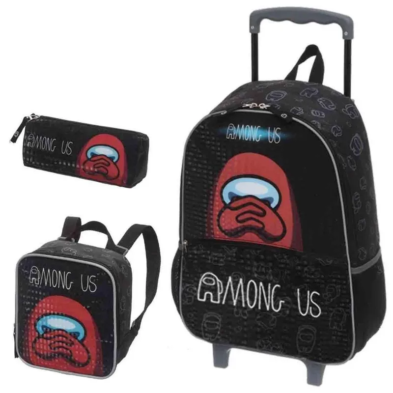 Mochila Infantil Rodinhas Among US Suspicious com Lancheira e Estojo