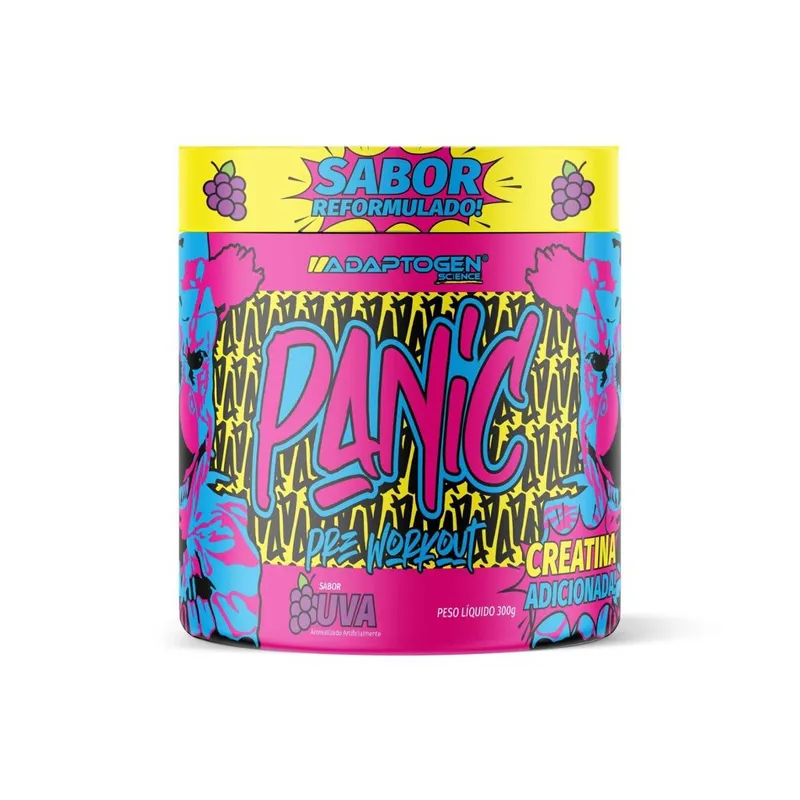 Panic Adaptogen suplemento Pré treino com Creatina Nova Fórmula pote 300g
